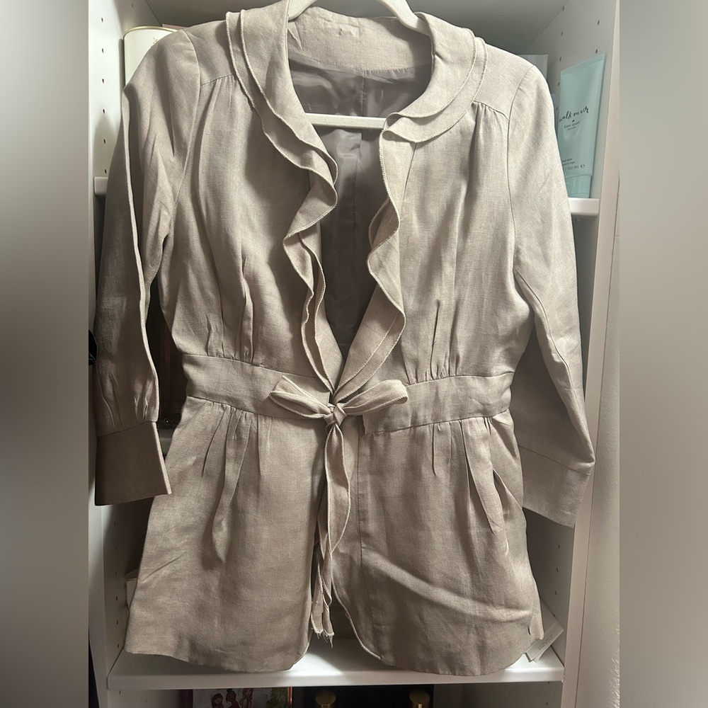 Elegant Beige Women's Jacket 100% linen